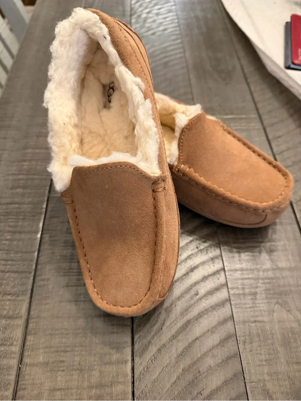 UGG Kids Chestnut Suede Shearling Moccasins